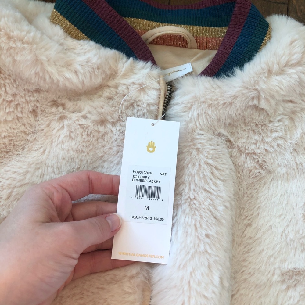 Spiritual Gangster | White Furry Cropped Jacket - Picture 3 of 5